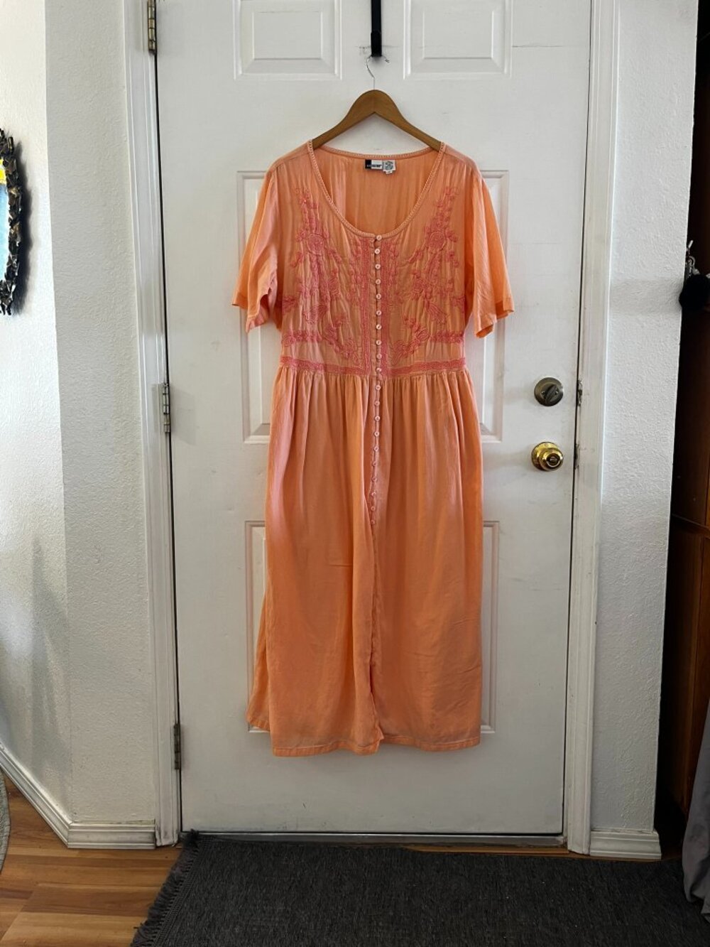 Together Plus-Size Orange Bohemian Festival Hippie Embroidered Maxi Dress Sz 3x - Picture 10 of 11